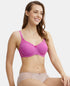 Jockey Under-Wired Padded Cotton Stretch Full Coverage T-Shirt Bra with Stylised Mesh Panel - Lavender Scent