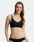 Jockey Pack of 2 Wirefree Non Padded Cotton Stretch Full Coverage Everyday Bra with Concealed Shaper Panel - Black And Skin