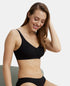 Jockey Pack of 2 Wirefree Non Padded Cotton Stretch Full Coverage Everyday Bra with Concealed Shaper Panel - Black And Skin