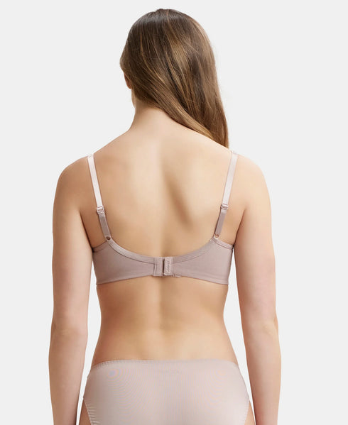 Jockey Wirefree Non Padded Cotton Stretch Full Coverage Everyday Bra with Concealed Shaper Panel - Mocha