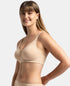 Jockey Pack of 2 Wirefree Non Padded Cotton Stretch Full Coverage Everyday Bra with Concealed Shaper Panel - Black And Skin