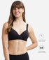Jockey Wirefree Padded Cotton Stretch Full Coverage Lounge Bra with Broad Cushioned Fabric Strap - Black