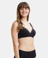 Jockey Wirefree Padded Cotton Stretch Full Coverage Lounge Bra with Broad Cushioned Fabric Strap - Black