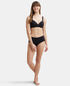 Jockey Wirefree Padded Cotton Stretch Full Coverage Lounge Bra with Broad Cushioned Fabric Strap - Black