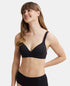 Jockey Wirefree Padded Cotton Stretch Full Coverage Lounge Bra with Broad Cushioned Fabric Strap - Black
