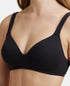 Jockey Wirefree Padded Cotton Stretch Full Coverage Lounge Bra with Broad Cushioned Fabric Strap - Black