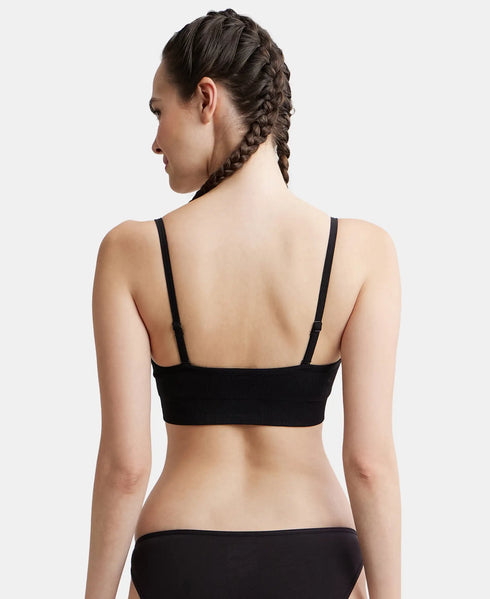 Jockey Wirefree Seamfree Non Padded Micro Touch Nylon Stretch Full Coverage Beginners Bra with Optional Cross Back Styling - Black