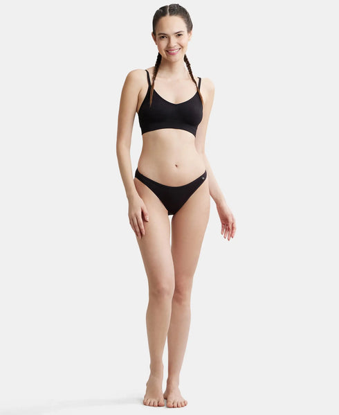 Jockey Wirefree Seamfree Non Padded Micro Touch Nylon Stretch Full Coverage Beginners Bra with Optional Cross Back Styling - Black