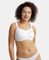 Jockey Wirefree Padded Cotton Stretch Full Coverage Plus Size Bra with Broad Cushioned Fabric Strap - White