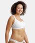 Jockey Wirefree Padded Cotton Stretch Full Coverage Plus Size Bra with Broad Cushioned Fabric Strap - White