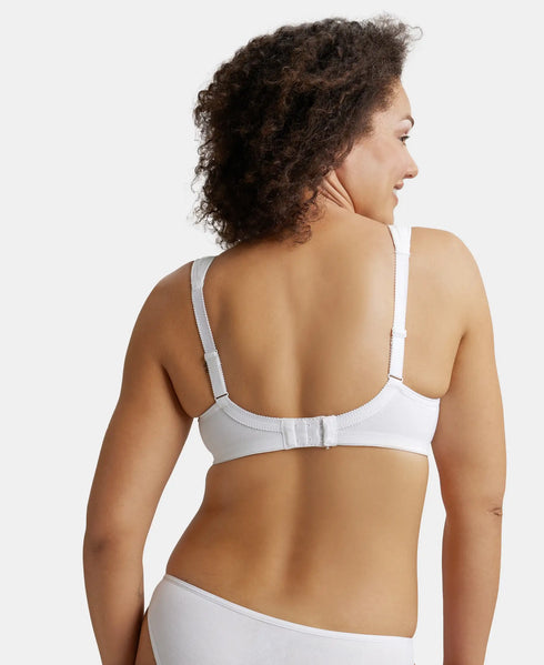Jockey Wirefree Padded Cotton Stretch Full Coverage Plus Size Bra with Broad Cushioned Fabric Strap - White