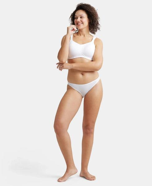 Jockey Wirefree Padded Cotton Stretch Full Coverage Plus Size Bra with Broad Cushioned Fabric Strap - White