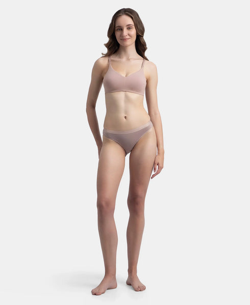 Jockey Wirefree Non Padded Cotton Stretch Full Coverage Everyday Bra with Concealed Underband - Mocha