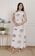 Miravan Womens Off White Animal printed Asymmetric neck A line Maxi dress