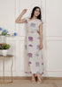 Miravan Womens Off White Animal printed Asymmetric neck A line Maxi dress