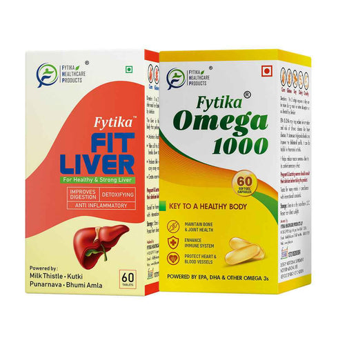 Fytika Healthcare Products Fytika Omega 1000 and Fit liver Promote Heart Brain Liver detox For Men Women 60 Capsules 60 Tablets
