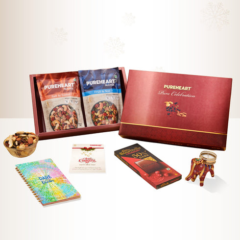 PUREHEART Christmas & New Year Celebration Gift Hamper|Premium Gift Box with Fruit & Nut Mix| Salt & Sweet Nutmix (80g Each)