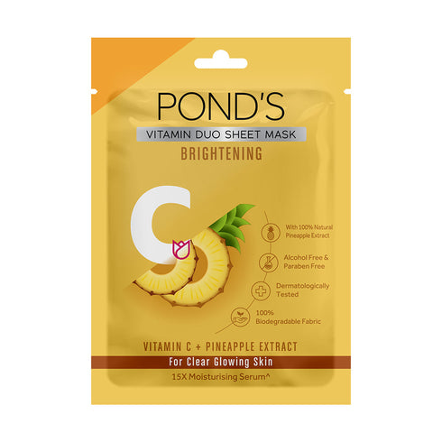 Ponds Vitamin Duo Sheet Mask Brightening With Vitamin C Pineapple Extract