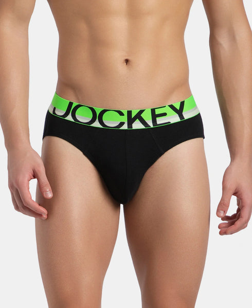 Jockey Cotton Rib Solid Brief with Ultrasoft Waistband | New Black | Pack of 2