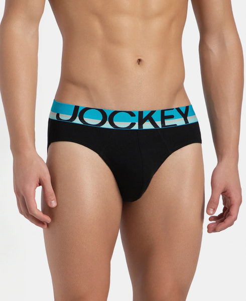 Jockey Cotton Rib Solid Brief with Ultrasoft Waistband | New Black | Pack of 2