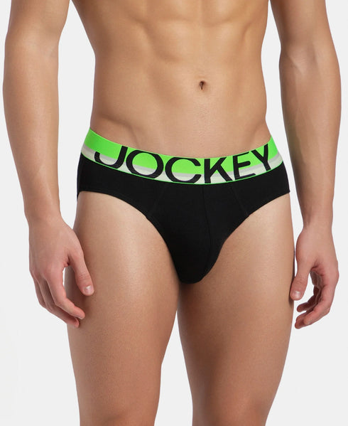 Jockey Cotton Rib Solid Brief with Ultrasoft Waistband | New Black | Pack of 2