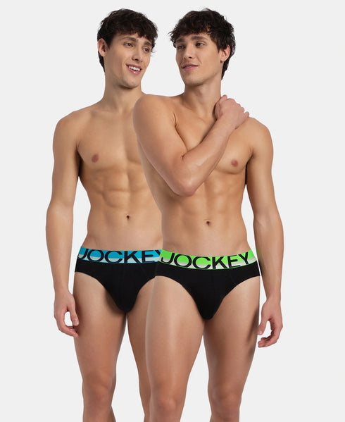 Jockey Cotton Rib Solid Brief with Ultrasoft Waistband | New Black | Pack of 2
