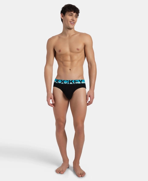 Jockey Cotton Rib Solid Brief with Ultrasoft Waistband | New Black | Pack of 2