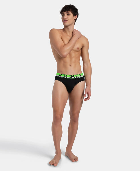 Jockey Cotton Rib Solid Brief with Ultrasoft Waistband | New Black | Pack of 2