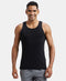 Jockey Super Combed Cotton Rib Round Neck Sleeveless Vest | Black And Neon Blue