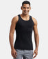 Jockey Pack of 3 Super Combed Cotton Rib Round Neck Sleeveless Vest | White| Grey Melange| Teal Green| Black And Neon Blue