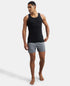 Jockey Super Combed Cotton Rib Round Neck Sleeveless Vest | Black And Neon Blue