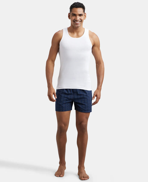 Jockey Pack of 3 Super Combed Cotton Rib Round Neck Sleeveless Vest | White| Grey Melange| Teal Green| Black And Neon Blue