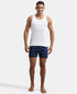 Jockey Pack of 3 Super Combed Cotton Rib Round Neck Sleeveless Vest | White| Grey Melange| Teal Green| Black And Neon Blue