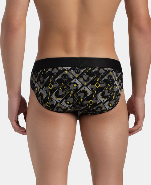 Jockey Cotton Elastane Printed Brief | Black Empire Yellow