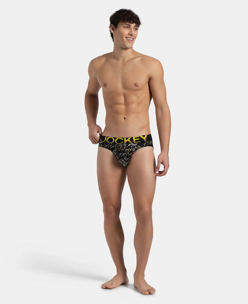 Jockey Cotton Elastane Printed Brief | Black Empire Yellow