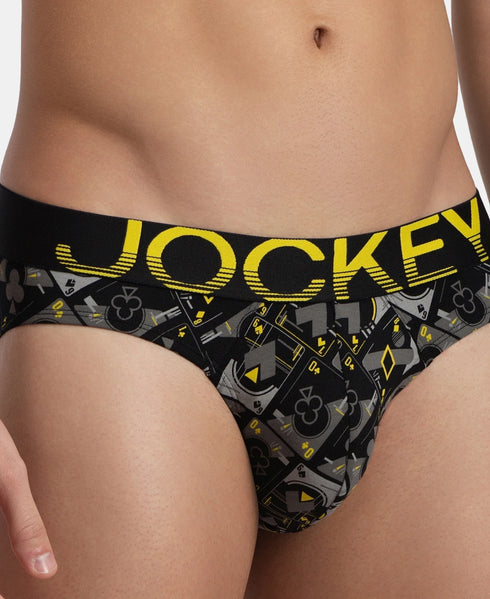 Jockey Cotton Elastane Printed Brief | Black Empire Yellow