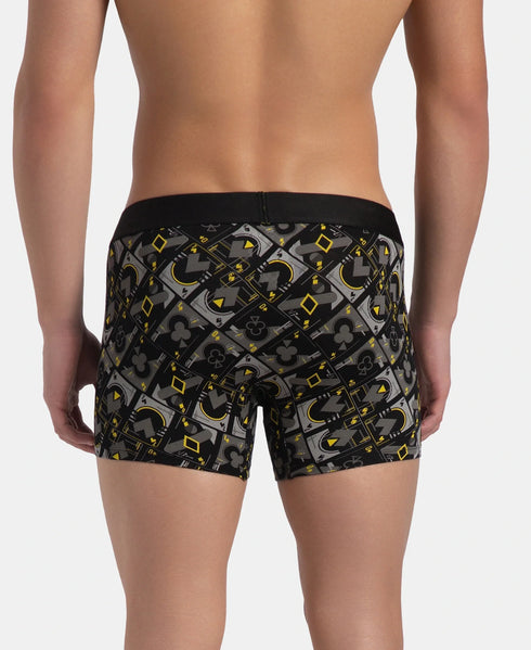 Jockey Cotton Elastane Printed Trunk | Black Empire Yellow
