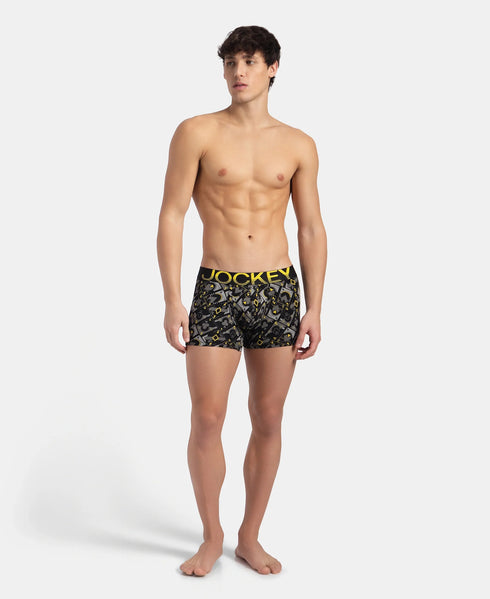 Jockey Cotton Elastane Printed Trunk | Black Empire Yellow