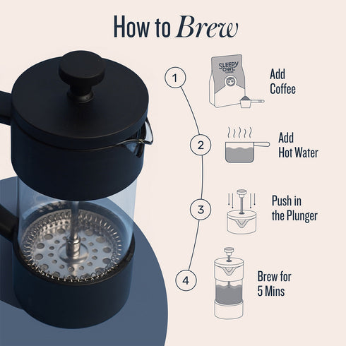 Sleepy Owl Coffee French Press Black