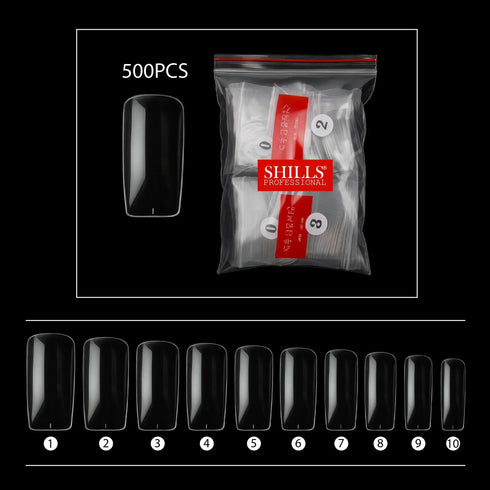 Shills Professional PKT 500pcs Full Cover Tips-Clear