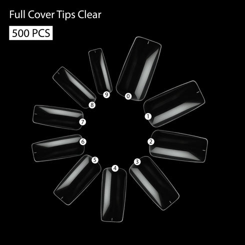 Shills Professional PKT 500pcs Full Cover Tips-Clear