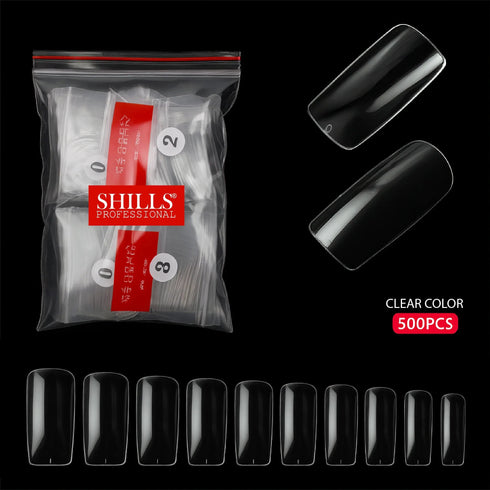 Shills Professional PKT 500pcs Full Cover Tips-Clear