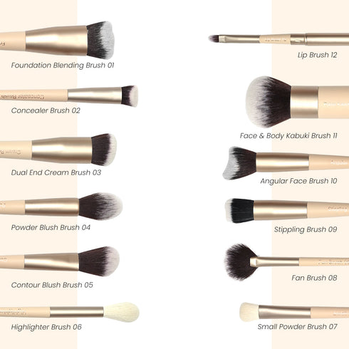 Milagro Beauty Face The Makeup 12 pcs Face brush set + Case