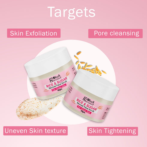 Globus Naturals Rice & Sugar Revival Face Scrub For Glass Skin