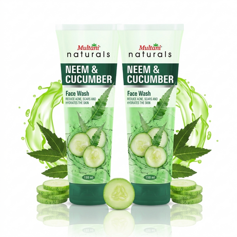 Multani Pharmaceuticals Limited Multani Naturals Neem & Cucumber Face Wash Combo Useful for Ruduce Acne Scars and Hydrates the Skin
