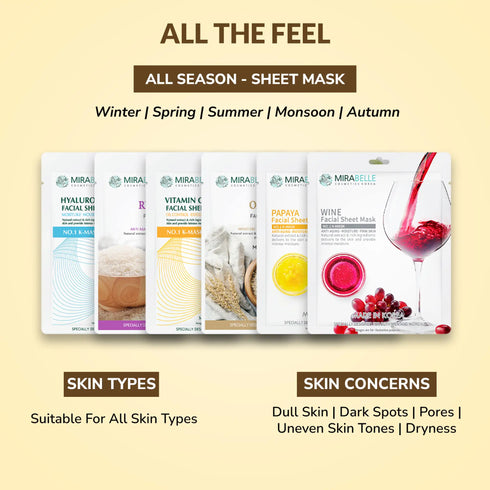 Mirabelle Korea Fairness Ex Facial Sheet Masks Pack of 6