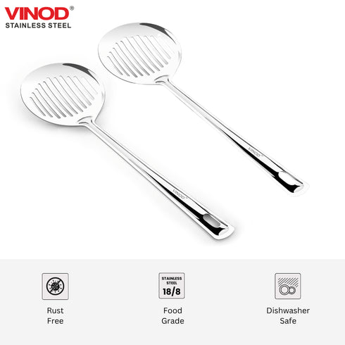 Vinod Stainless Steel Blue Ribbon Skimmer Set of 2 33 cm Highest Grade Stainless Steel Rust Free Dishwasher Safe No 1
