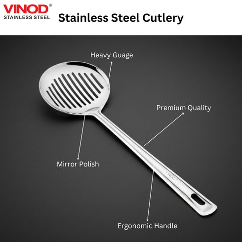 Vinod Stainless Steel Blue Ribbon Skimmer Set of 2 33 cm Highest Grade Stainless Steel Rust Free Dishwasher Safe No 1
