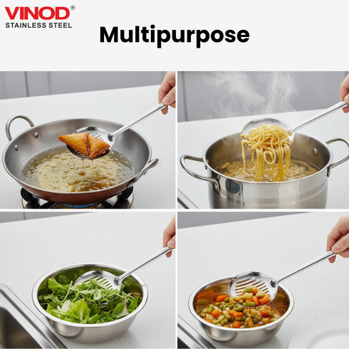 Vinod Stainless Steel Blue Ribbon Skimmer Set of 2 33 cm Highest Grade Stainless Steel Rust Free Dishwasher Safe No 1