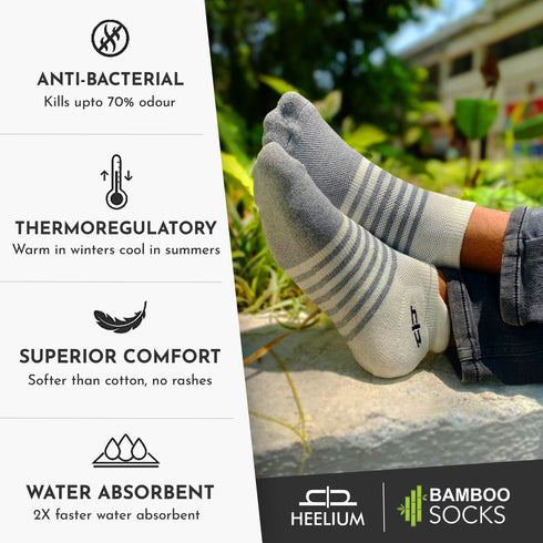 Heelium Bamboo Men Ankle Socks (Striped) - 2 Pairs